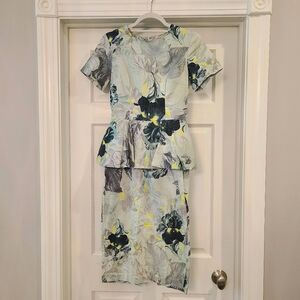 ASOS Peplum Waist Midi Floral Dress